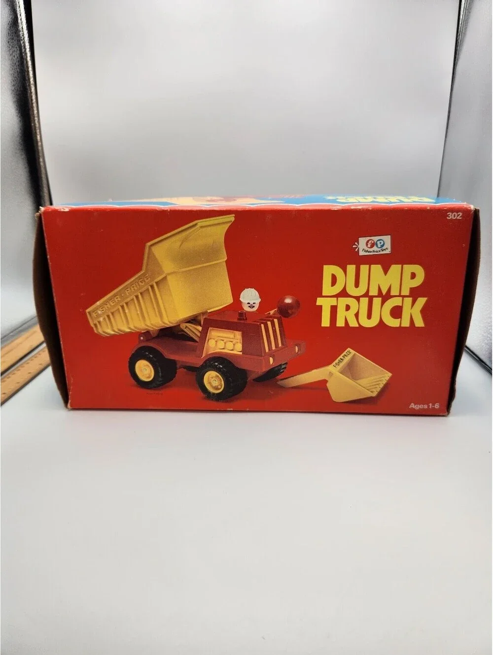 Vintage 1970's Fisher Price Husky Helper Toy Dump Truck 302 -BOX ONLY- O5